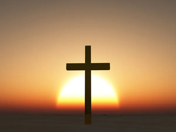 Zachód lub wschód słońca z Krzyża — Zdjęcie stockowe