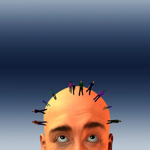 Menigte op mans hoofd — Stockfoto