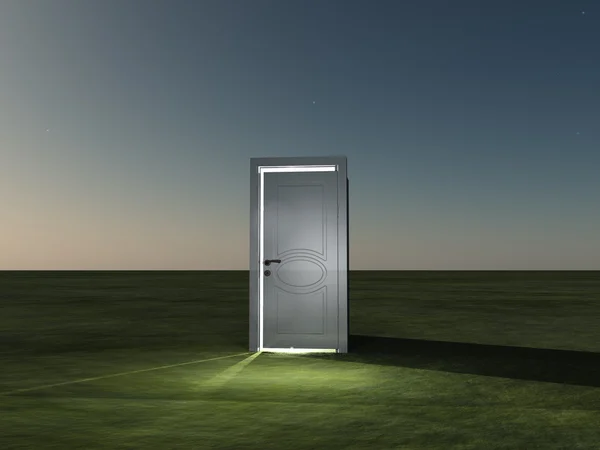 Ușa parțial închisă emite lumină — Fotografie, imagine de stoc