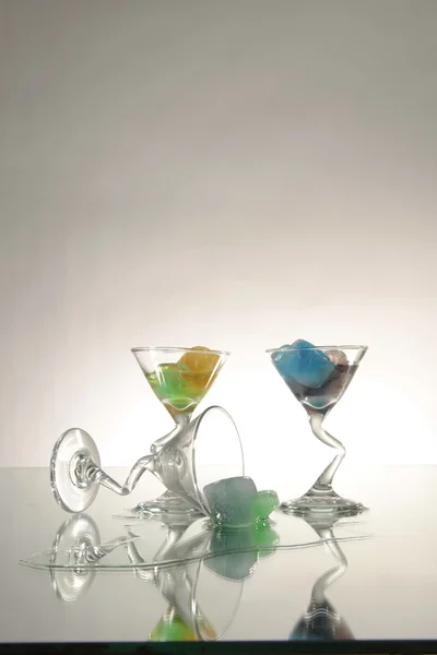 Colored Ice in Cocktail glasses — Stock Photo, Image