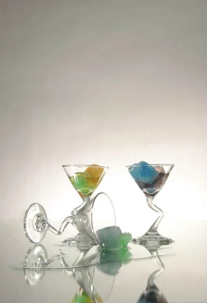 Colored Ice in Cocktail glasses — Stock Photo, Image