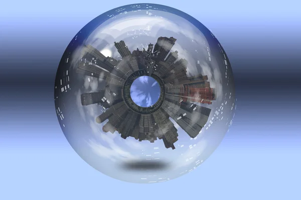 City Enclosed in glass sphere — Stock Photo, Image