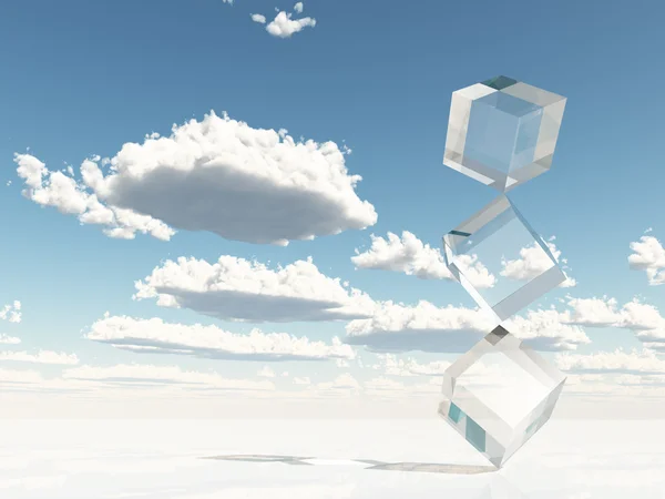Clear Cubes Stacked on Corners — Stock Photo, Image
