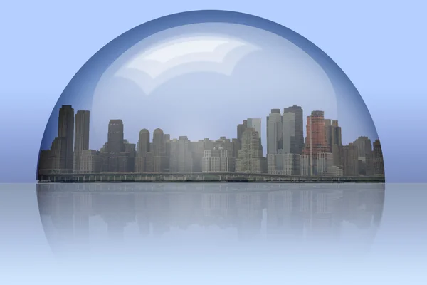 City Enclosed in glass sphere Stock Photo