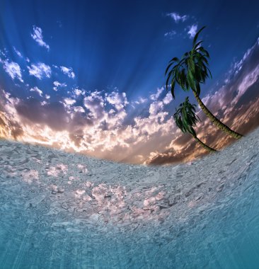 Underwater Scene with Palms clipart
