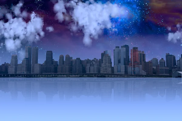Gece gökyüzü ile şehir — Stok fotoğraf