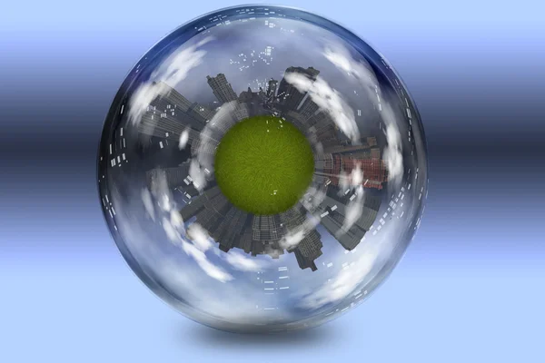 Sphere enclosed green city planet Royalty Free Stock Images