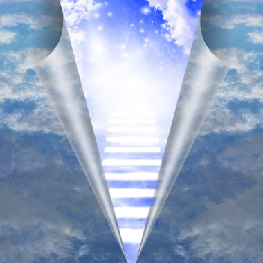 Stairway in sky is revealed clipart