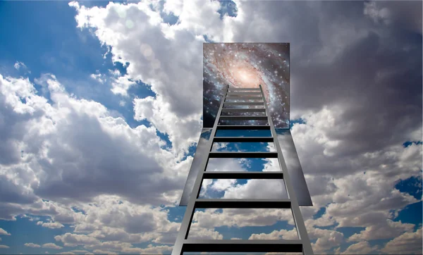 Ladder into hole in heaven — Stock Photo, Image