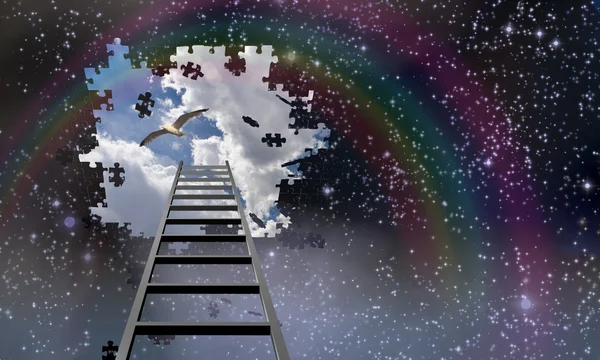 Ladder to the sky leads into day — Stock Photo, Image