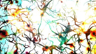 Brain cells with electrical firing clipart
