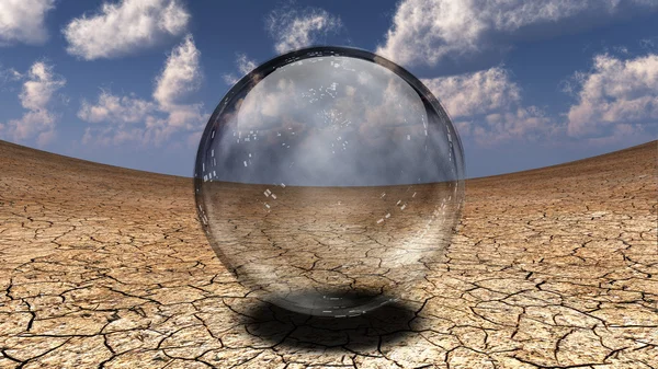 Esfera de cristal en la depresión del desierto — Foto de Stock