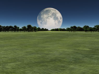 yeşil peyzaj üzerinde moon