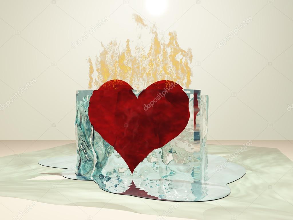 Heart on fire melting ice Stock Photo by ©rlffimageso 33541173