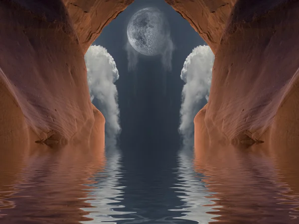 Gökyüzü ve su kaya — Stok fotoğraf