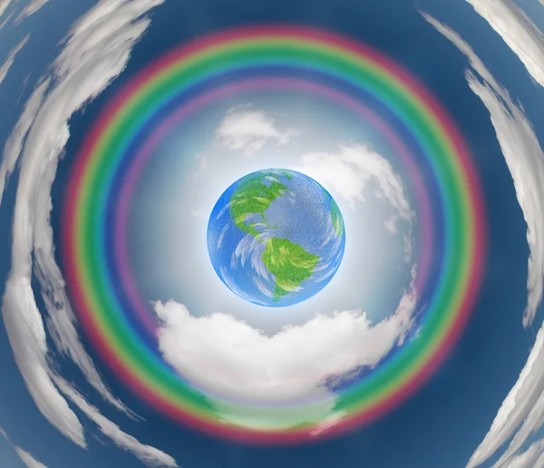 Rainbow encircled earth — Stock Photo, Image