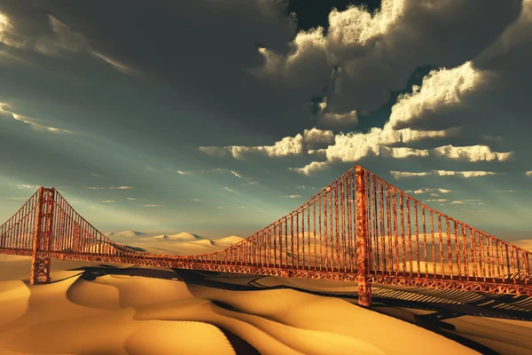 Goldene Torbrücke in desolater Zukunft — Stockfoto