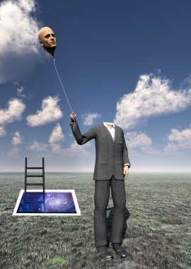 baş balon yüzen ile başsız adam