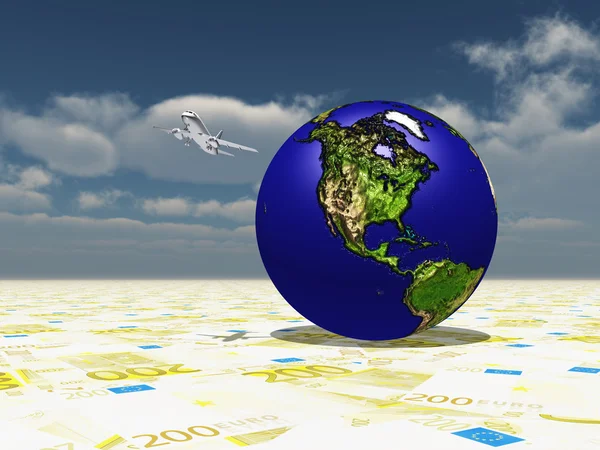 Earth Focus Americas on Euro Surface — Stock Photo, Image