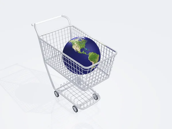 Shopping cart holds earth — Stock Photo, Image