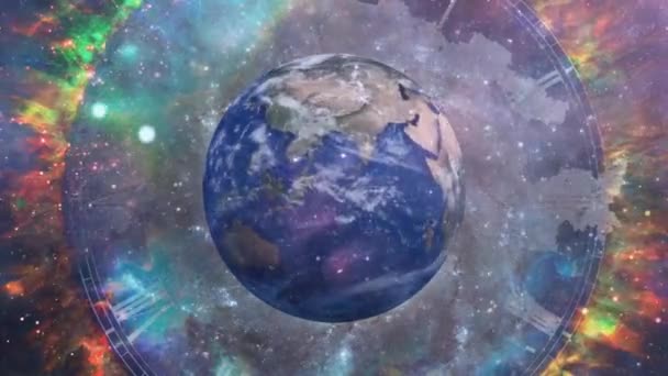超現実的な空間での地球 火の輪 — ストック動画