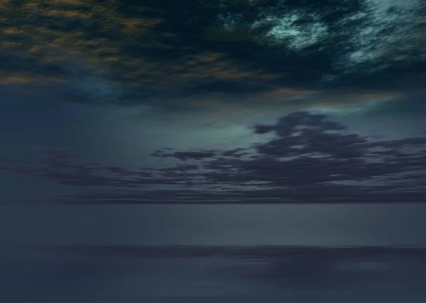 Nubes Nocturnas Sobre Superficie Del Agua Renderizado —  Fotos de Stock