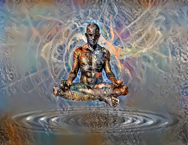 Meditasyon manevi soyut. 3B görüntüleme