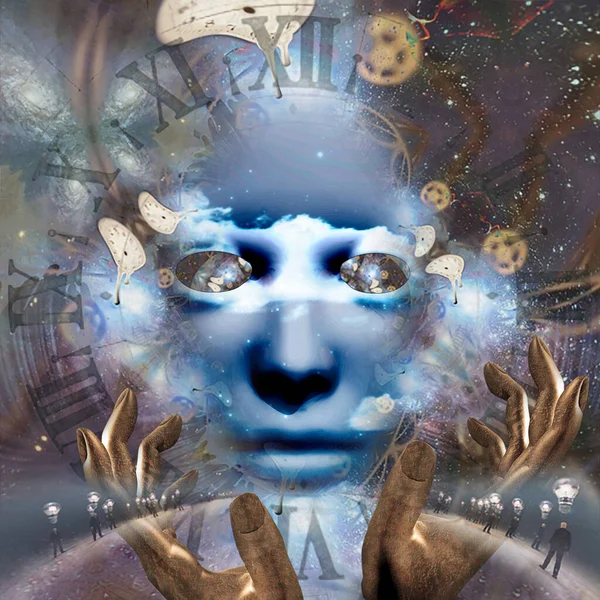 Mystic Mask Surreal Composition Rendering — Stock Photo, Image