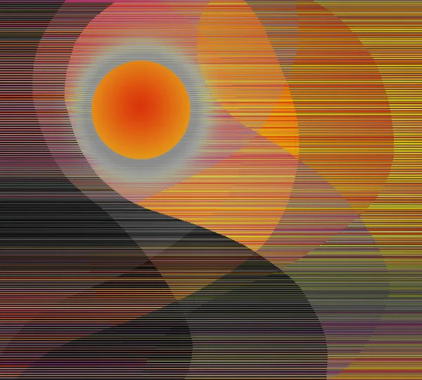 Abstrakcyjny Zachód Słońca Lub Wschód Słońca Renderowanie — Zdjęcie stockowe
