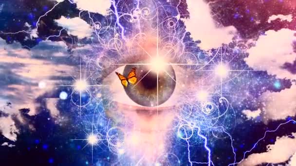Ochiul Lui Dumnezeu Fluturele Culori Vii — Videoclip de stoc