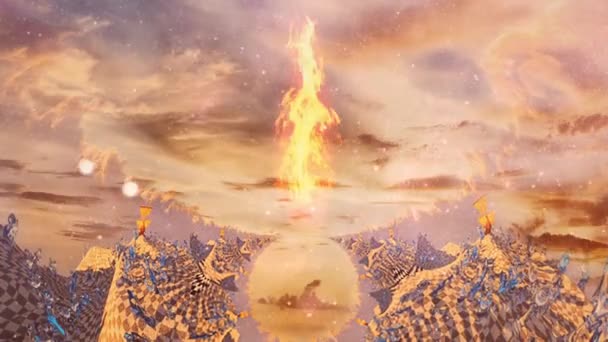 Animación Fuego Surrealista Ajedrez Fractal — Vídeo de stock