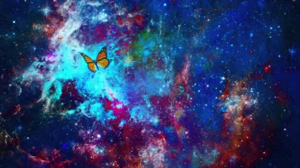 Ζωντανό Σύμπαν Αστέρια Και Νεφελώματα Κινούμενα Σχέδια Στο Βαθύ Διάστημα — Αρχείο Βίντεο