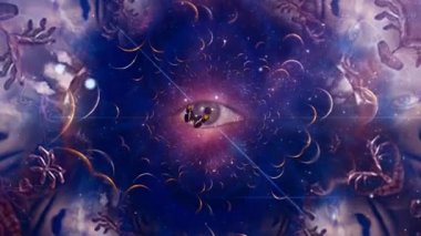 Hepsi Göz 'ü alevler içinde görüyor. Gerçeküstü bir sahne. Yüksek kaliteli FullHD görüntüler