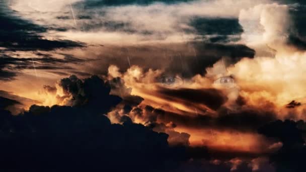 Rostro Dios Nubes Dramáticas — Vídeos de Stock