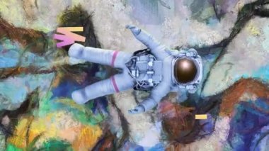 Astronot soyut uzayda uçar