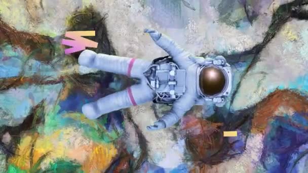 Astronauta Vuela Espacio Abstracto — Vídeos de Stock