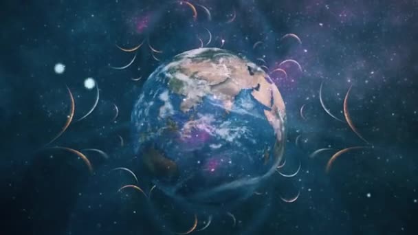 Terre Dans Espace Surréaliste Galaxies Fractales — Video