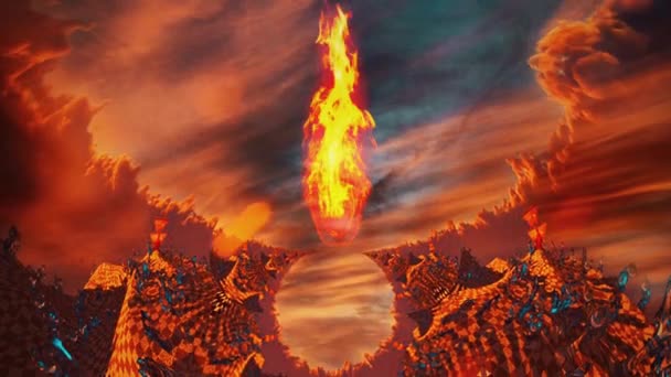 Animación Fuego Surrealista Ajedrez Fractal — Vídeos de Stock