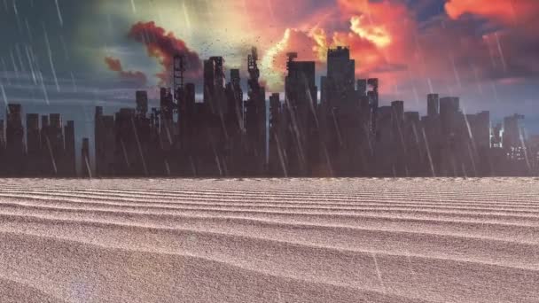 Wanhopige Stad Apocalyptisch Landschap Geanimeerde Video — Stockvideo