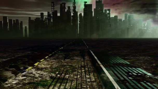 Droga Opuszczonego Miasta Apokaliptyczny Krajobraz — Wideo stockowe