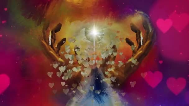 Peinture Spirituelle Mains Créateur Tous Les Yeux Vue Révélation Monde — Video