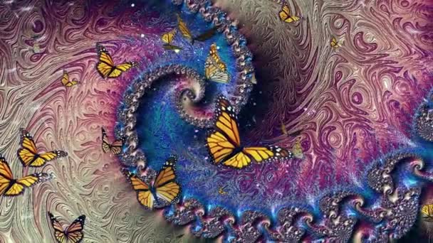 Abstrakcyjny Obraz Motyle Latają Renderowanie — Wideo stockowe
