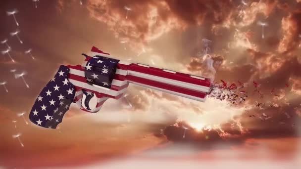 Pistola Nas Cores Nacionais Dos Eua Vídeo Animado — Vídeo de Stock