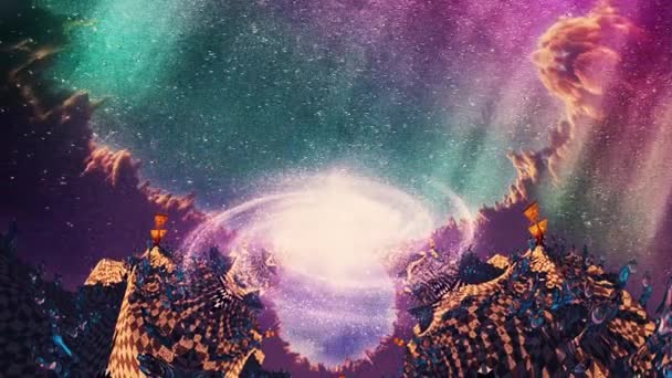 Sürreal Satranç Fraktalında Animasyon Galaksisi — Stok video