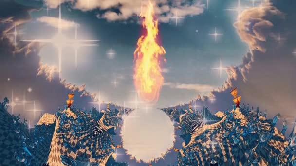 Animation Fire Surreal Chess Fractal — Stock Video