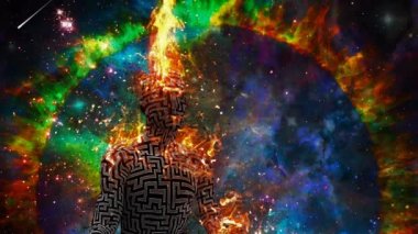 Alevli meditasyon. Lotus pozu veren adam.