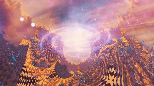 Animatie Galaxy Surrealistische Schaakfractal — Stockvideo