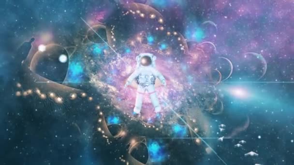 Astronauta Nell Universo Surreale Video Animato — Video Stock