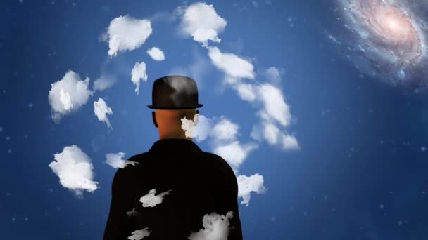 Man Bowler Black Suit Surreal Animation — Stok Video