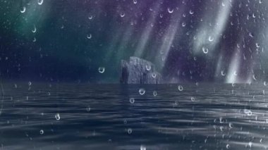 Sakin okyanusta eriyen buzdağı. Canlandırılmış video